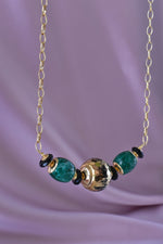 Girocollo con malachite e onice dipinto oro 24k