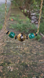 Girocollo con malachite e onice dipinto oro 24k