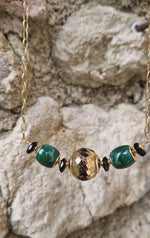 Girocollo con malachite e onice dipinto oro 24k